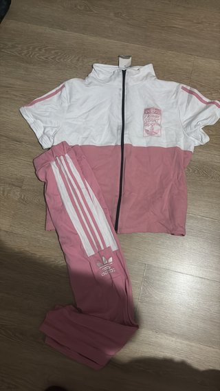 Conjunto Adidas Blanco y Rosa