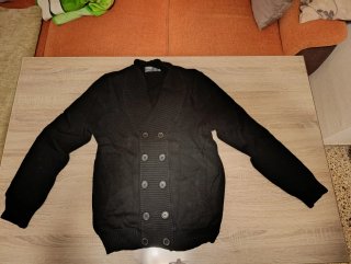 Cárdigan negro doble botonadura