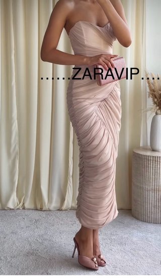 Vestido Midi Tul Drapeado Zara T/S