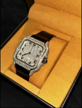 Reloj Moissanita Diamantes Negro Plata