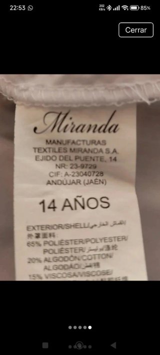 Miranda falda de Cuadros Talla 14