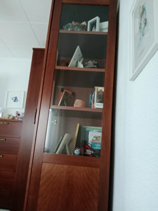 Ropero con Vitrina, Cajones, estantes y barra colg
