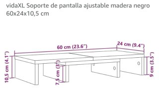 vidaXL Elevador Pantalla Ajustable Madera Negro