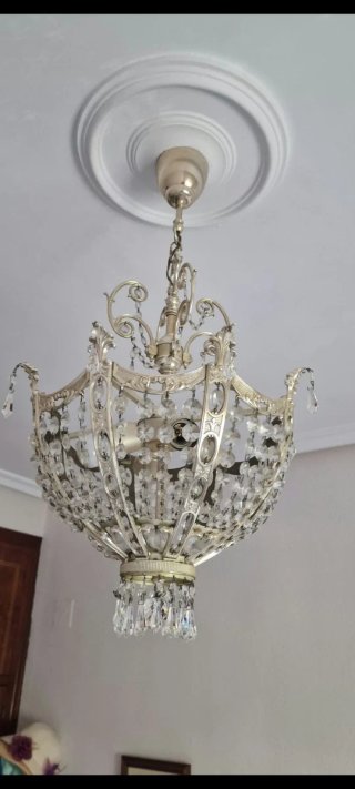 Lámpara de techo de cristal y metal