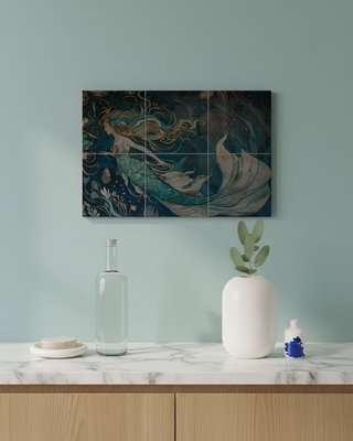 Muro decorativo sirena nordica in piastrelle di ceramica