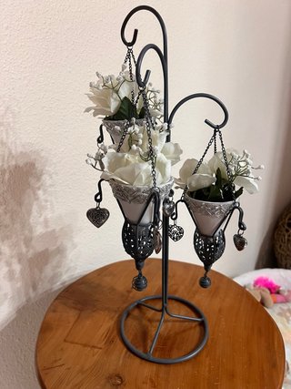 Centro de mesa Shabby Chic con portavelas