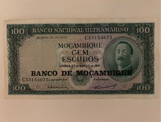 Billete 100 Escudos Mozambique 1961