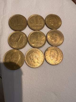 Lote 9 monedas conmemorativas 1 peseta España
