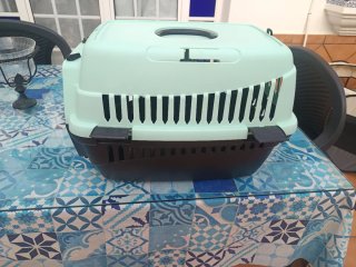Transportín Perro/Gato Marrón y Azul Claro