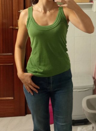 Top verde vintage algodón