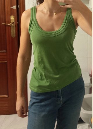 Top verde vintage algodón