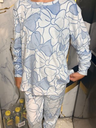 Pijama niña lazo azul y blanco