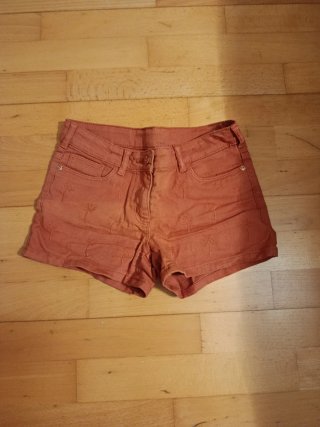 Shorts vaqueros con bordado de palmeras