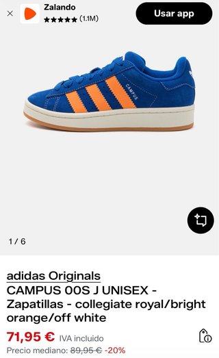 Zapatillas Adidas Campus Azul y Naranja Unisex