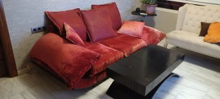 SOFÁ ROJO BURDEOS DE 2 PLAZAS