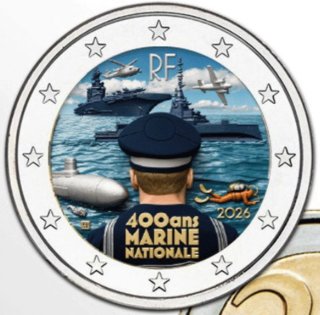 Moneda 2 Euros Color Marina Nacional 400 Años