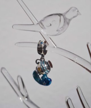 Charm de Plata con Diseño de Acuario