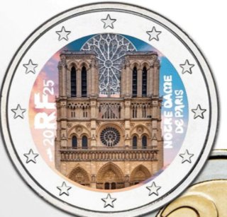 Moneda 2 Euros Color Notre Dame París