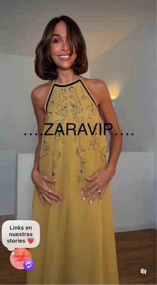 Vestido Zara Amarillo con Abalorios Talla M