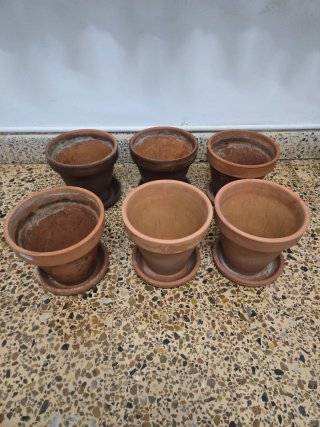 Pack 6 Macetas Terracota / Barro con Plato (20 cm)