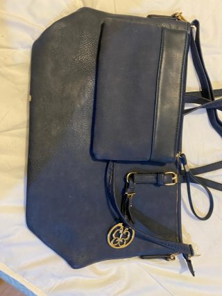 Bolso azul 2 en 1 con detalle dorado