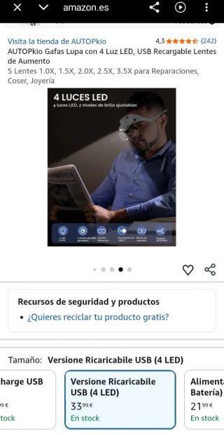 Gafas Lupa AUTOPkio 4 LED USB Recargables