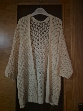 Chaqueta calada de lana beige talla única