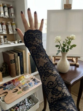 Guantes de encaje elegantes negros