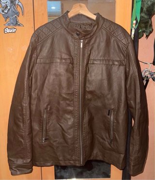 Chaqueta polipiel hombre marrón