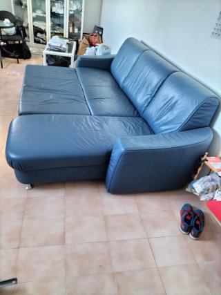 Sofá Cama Piel Azul