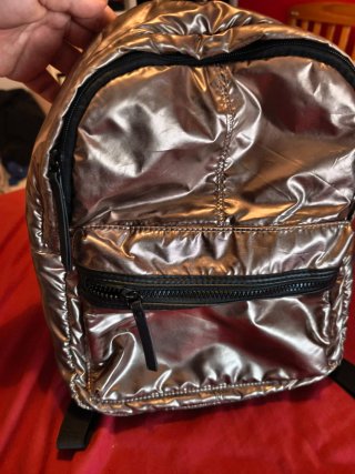 Mochila plateada brillante