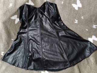 Nuevo.Mini Vestido / corpiño efecto piel negro