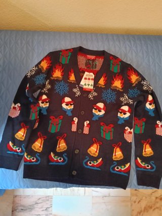 Chaqueta de lana navideña con muñecos de nieve
