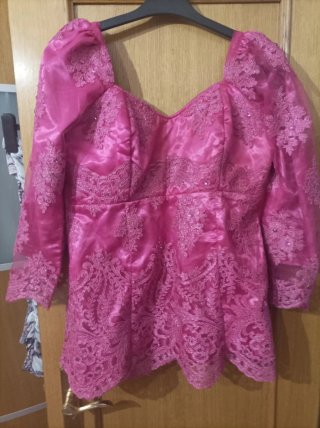 Blusón elegante fiesta encaje rosa