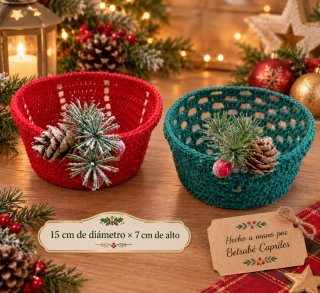 Set de 2 Cestas de Crochet Hechas a Mano
