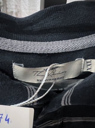Polo Thomas Burberry de Rayas Negro Talla S