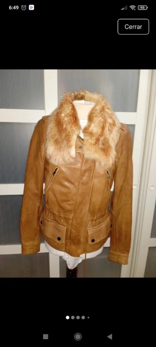 Cazadora Piel Zara con Cuello Peludo