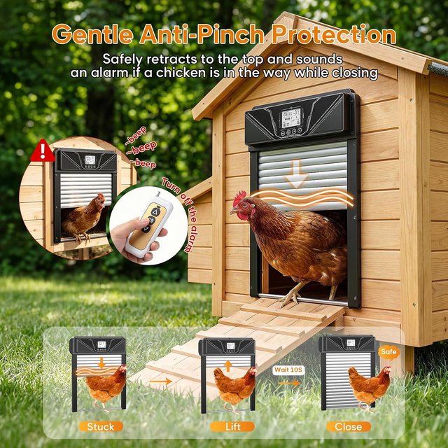 MASTERFUN Puerta Gallinero Solar Enrollable Mando