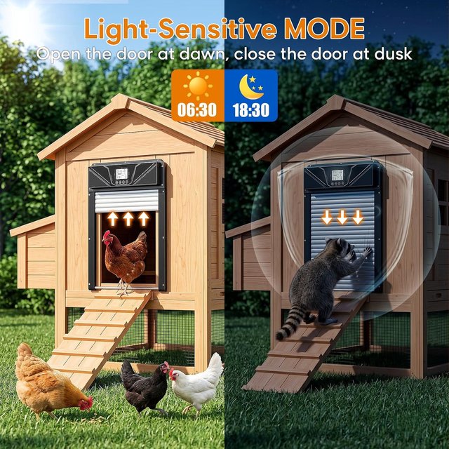 MASTERFUN Puerta Gallinero Solar Enrollable Mando