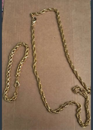 Cadena y pulsera baño oro 18k