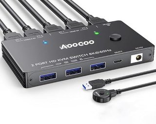 AOOCOO Conmutador KVM 2 PC 1 monitor 8K 60Hz