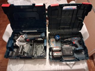 Conjunto radial y taladro Bosch a bateria 18V