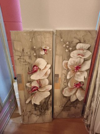 Cuadros de orquídeas beige y rosa MEDIDAS:1'20X40