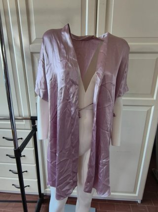 Vestaglia Kimono Corta Rosa Malva Donna Effetto