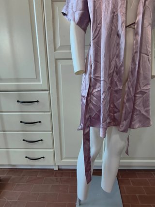 Vestaglia Kimono Corta Rosa Malva Donna Effetto
