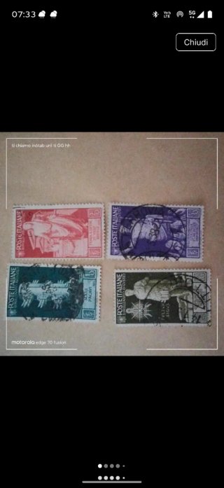 4 francobolli usati Regno d'Italia 1937