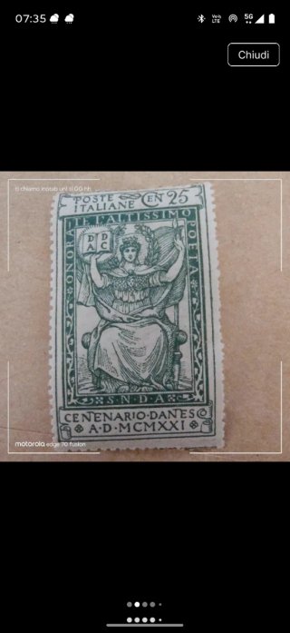 Francobollo 25 Centesimi Dante 1921