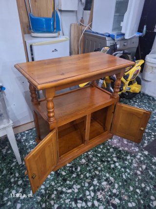 Mesita Auxiliar de Madera con Ruedas