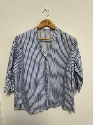 Camisa de Lino y Algodón a Rayas Talla XL