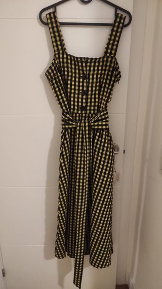 Vestido Bimba y Lola cuadros amarillo y negro